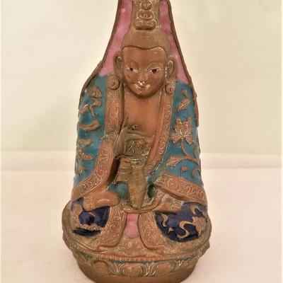 Lot #318  Solid Brass Buddha figure with enameled decoration