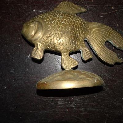 Vintage Brass Koi Fish Statue Figure 