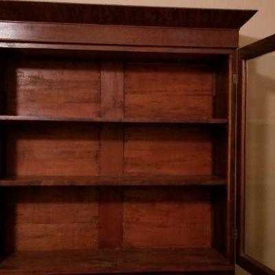 Lot #325  Large Antique Secretary/Bookcase - Wavy Glass - 2 pieces
