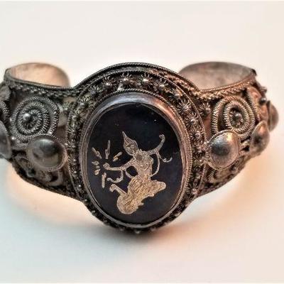 Lot #327  Two Sterling Bracelets - Mexican Silver and Thai Cuff