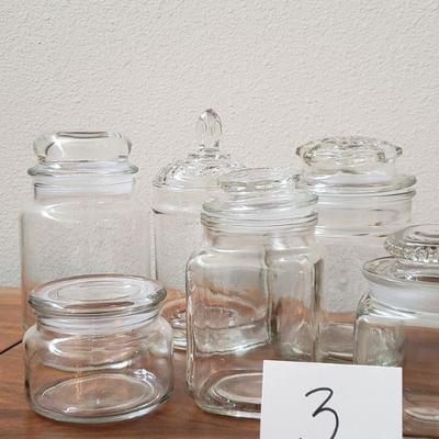 Lot 3: (9) Jars of Various with Lids