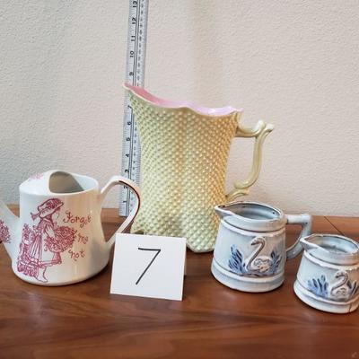 Lot 7: Pitcher, Tea Pot and Ceramic Measuring Pitchers Lot