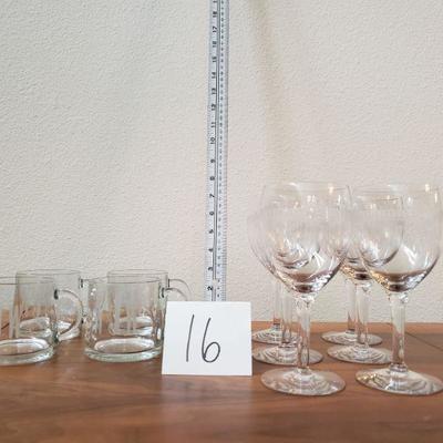Lot 16: Etched Glassware lot