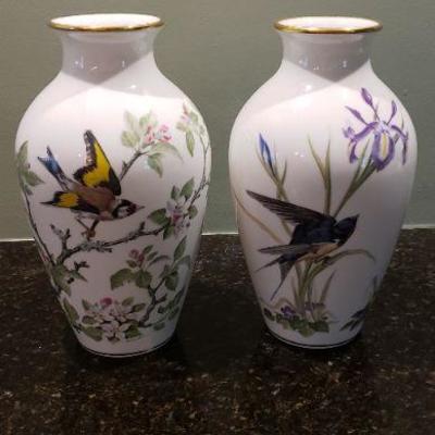 2 Japanese Porcelain Bird Vases
