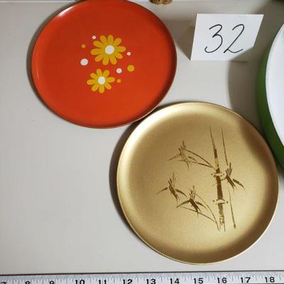Lot 32: Mid Century Modern Georges Bertrand Green Tray, (2) Egg Cups & Cozies, 2 Plates 