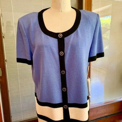 IB 4  VINTAGE ST JOHN COLLECTION by MARIE GRAY COLOR BLOCK KNIT TOP w/TAGS