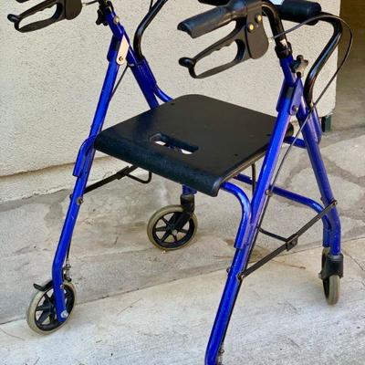 LOT 49  HEALTH/MOBILITY  BLUE FRAME WALKER WITH SEAT