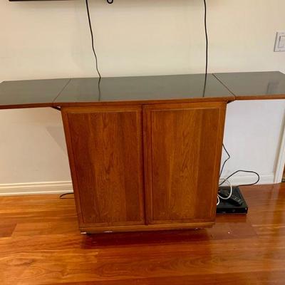 AEC 162 VINTAGE MCM  DANISH MODERN ROLLING BAR CART/CABINET/SERVER 