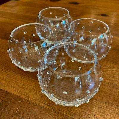 LOT 174  MCM VINTAGE CLEAR GLASS "BUMPY" DRINK CUPS
