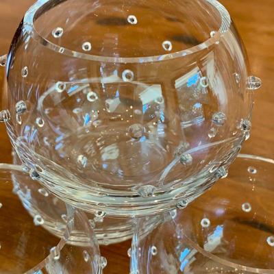 LOT 174  MCM VINTAGE CLEAR GLASS "BUMPY" DRINK CUPS