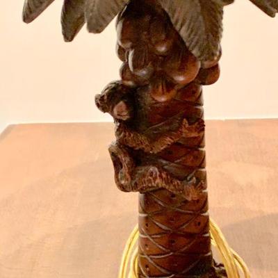 ARC 189   FIGURAL TABLE LAMP MONKEY PALM TREE 