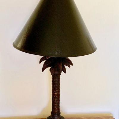 AEC 196  FIGURAL PALM TREE LAMP BLACK SHADE