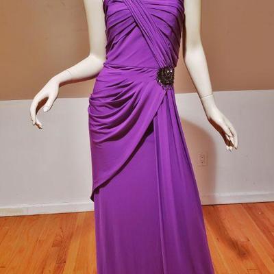 Runway Purple one shoulder Grecian Couture Gown Embellished