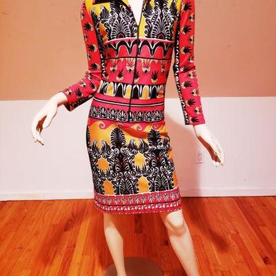 Vtg Paisley Wiggle dress front zipper burnt Circa 1970's