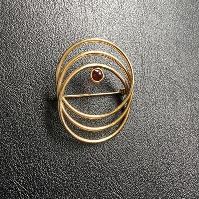 Vintage 14k Gold Brooch Pin Interlocking Hoops