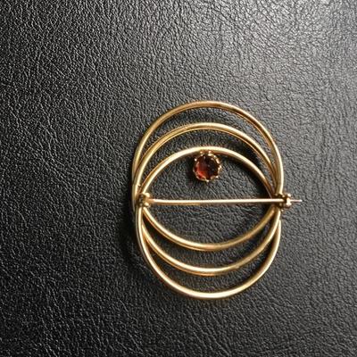 Vintage 14k Gold Brooch Pin Interlocking Hoops