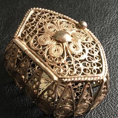 Antique 800 Silver Filigree Pill or Ring Box