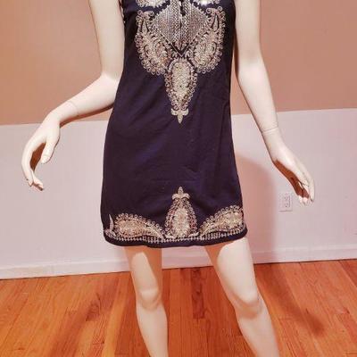 Ethnic Chic Gold Embroidered /Sequined black Tunic /dress