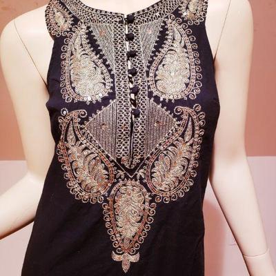 Ethnic Chic Gold Embroidered /Sequined black Tunic /dress