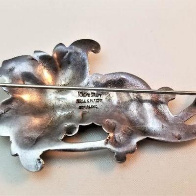 Lot #329  Vintage Sterling Silver Viking Craft Brooch - heavy