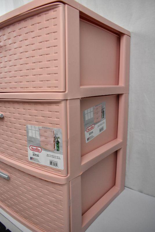 Sterilite 3 Drawer Weave Tower Blush Pink New