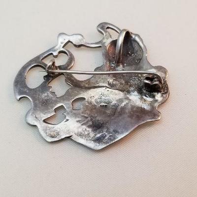 Lot #331  Antique Art nouveau Sterling Silver Brooch