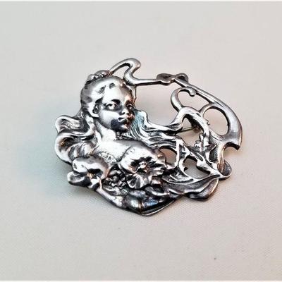 Lot #331  Antique Art nouveau Sterling Silver Brooch