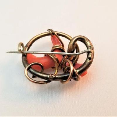 Lot #332  Victorian Gold-Filled Brooch - ca. 1870 - Coral Decoration