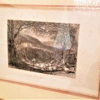Lot #333  Nice Pair of Antique British Engravings - Framed - Romantic Scenes - 1822