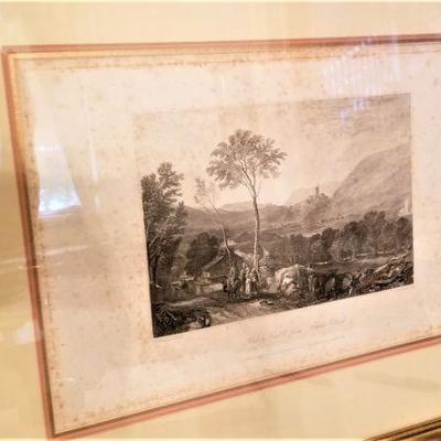 Lot #333  Nice Pair of Antique British Engravings - Framed - Romantic Scenes - 1822