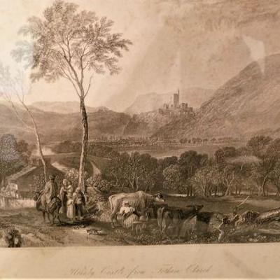 Lot #333  Nice Pair of Antique British Engravings - Framed - Romantic Scenes - 1822