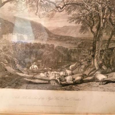 Lot #333  Nice Pair of Antique British Engravings - Framed - Romantic Scenes - 1822
