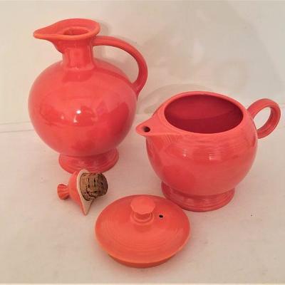 Lot #342  Two Pieces of Vintage Fiesta Ware - Teapot and Water Pitcher