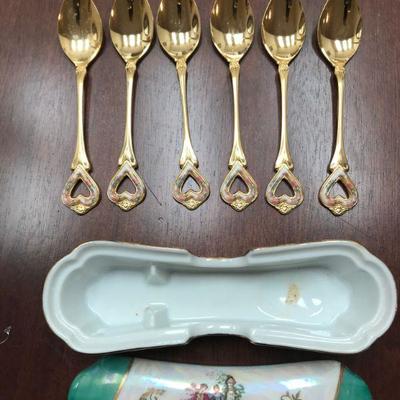Spoons with ceramic case, Royal Japan