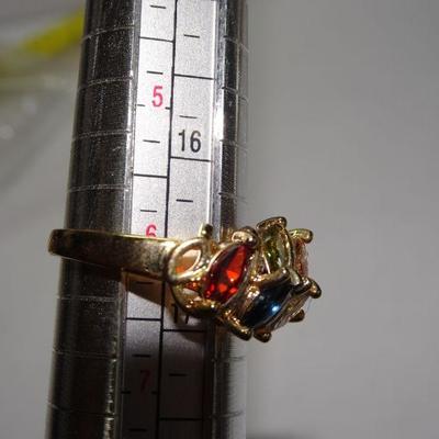 Gold Tone Multi-Colored Ring