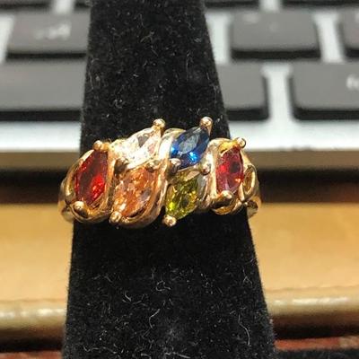 Gold Tone Multi-Colored Ring