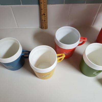 Lot 58: Mid Century Modern Mugs, Travel Tumblers and Lantern 