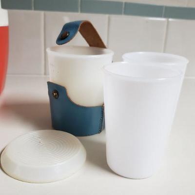Lot 58: Mid Century Modern Mugs, Travel Tumblers and Lantern 