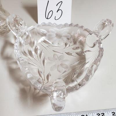 Lot 63: (3) Etched Flower Crystal Pieces