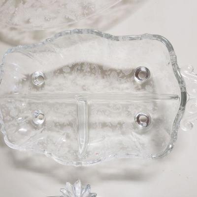 Lot 72: Etched Flower Dish Lot