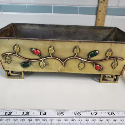 Lot 98: (2)Vintage Chinese Planters one with Gemstones 