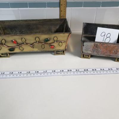 Lot 98: (2)Vintage Chinese Planters one with Gemstones 