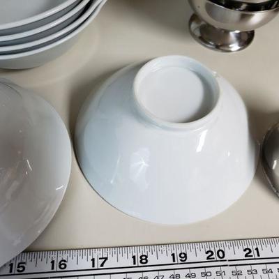 Lot 99: White and Stainless Bowl Lot
