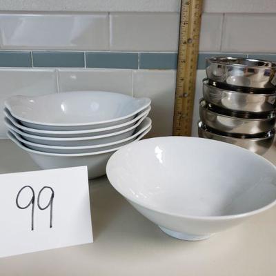 Lot 99: White and Stainless Bowl Lot