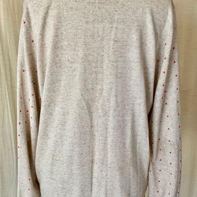IB 99  NUBBY OATMEAL LIGHT WEIGHT SWEATER RED/PINK DOTS