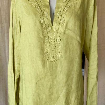 IB 100  VALERIE STEVENS EMBROIDERED TUNIC LIME GREEN