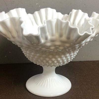 #208 FENTON Hobnail white milk glass 