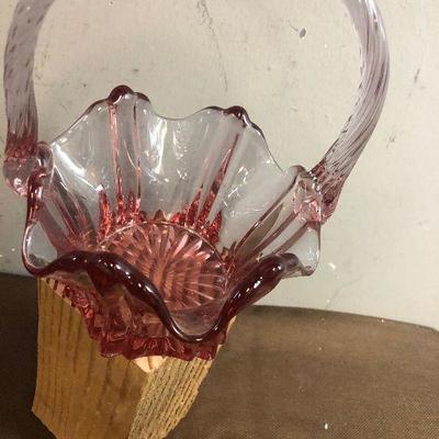 #239 Fenton Glass Pink  Basket 