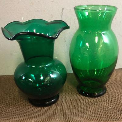 #241 (2) Vases Forest Green 