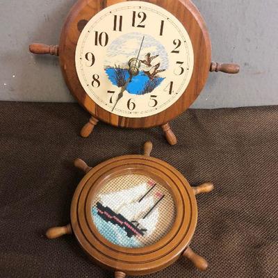 #247 Ships Wheel Clock and Wall Hanging. 